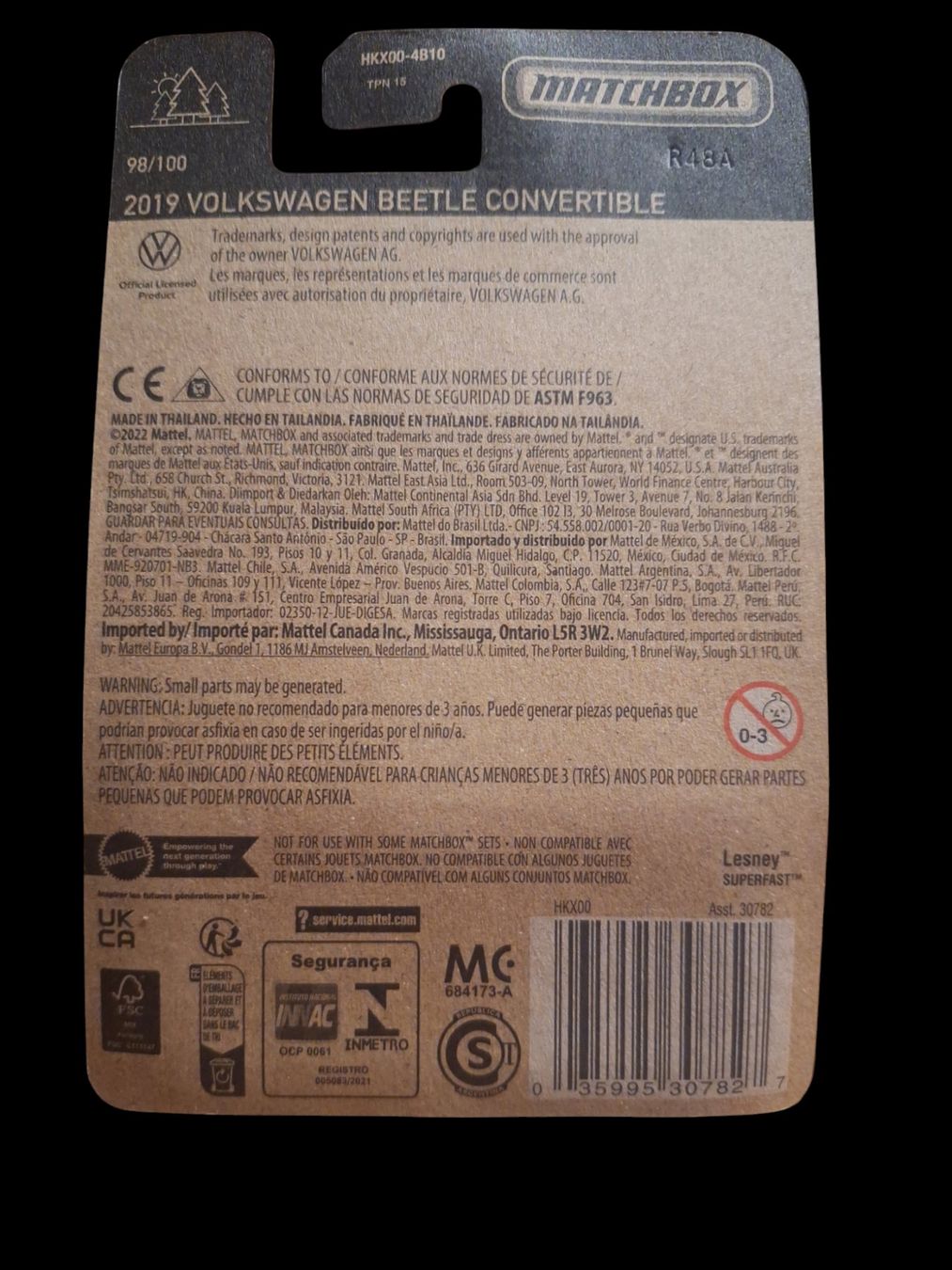 Matchbox 2023 2019 Volkswagen Beetle Convertible 98/100 L